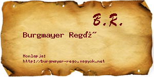 Burgmayer Regő névjegykártya